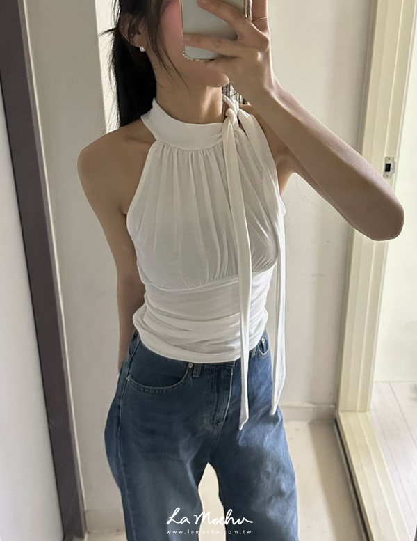 知性風綁帶削肩背心